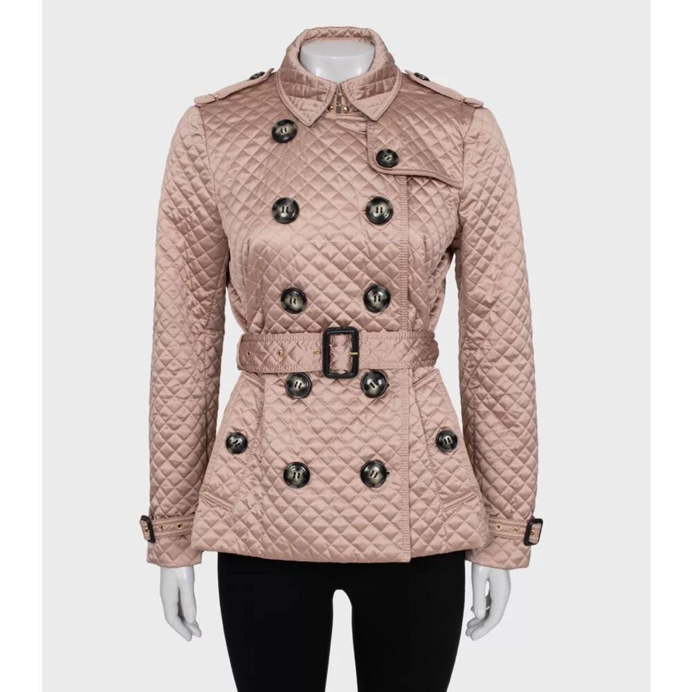 Elegant Burberry Quilted Belted Jacket Size M